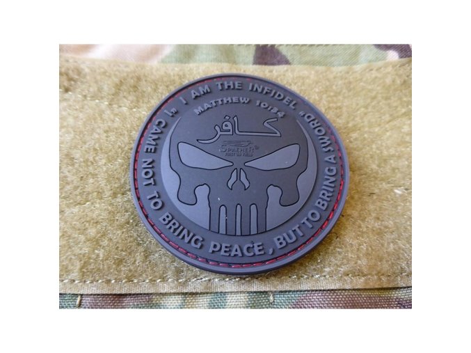 Nášivka INFIDEL PUNISHER plast ČERNÁ