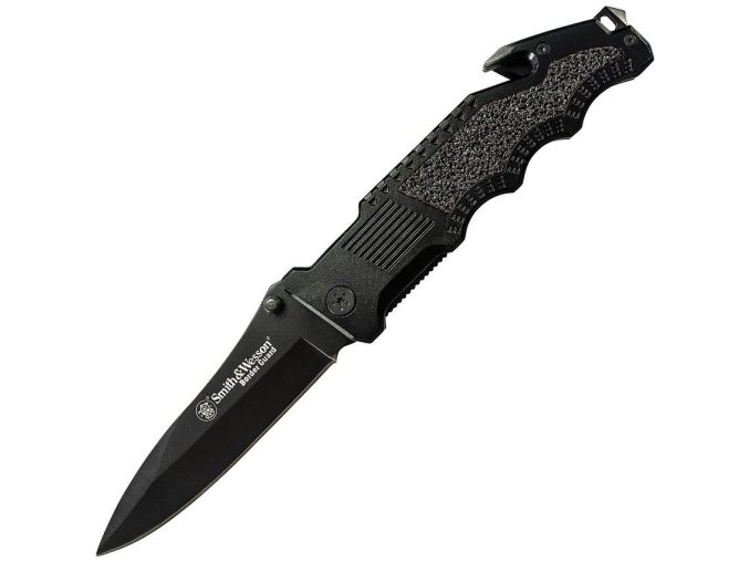 Nůž S&W BORDER GUARD 2 hladké ostří ČERNÝ