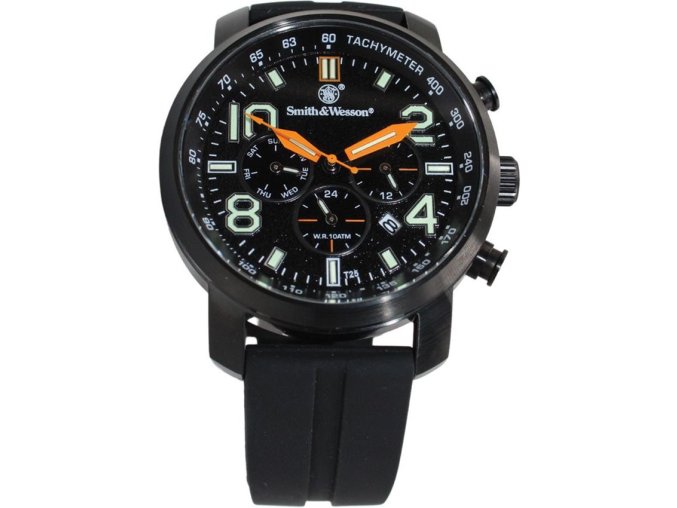 Hodinky CHRONOGRAPH gumový řemínek ČERNÉ