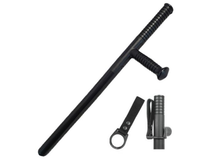 Tonfa policejní kulatá se závěsem ČERNÁ