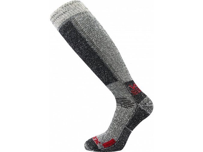 Ponožky podkolenky ORBIT merino vlna, COOLMAX® ŠEDO/ČERVENÉ