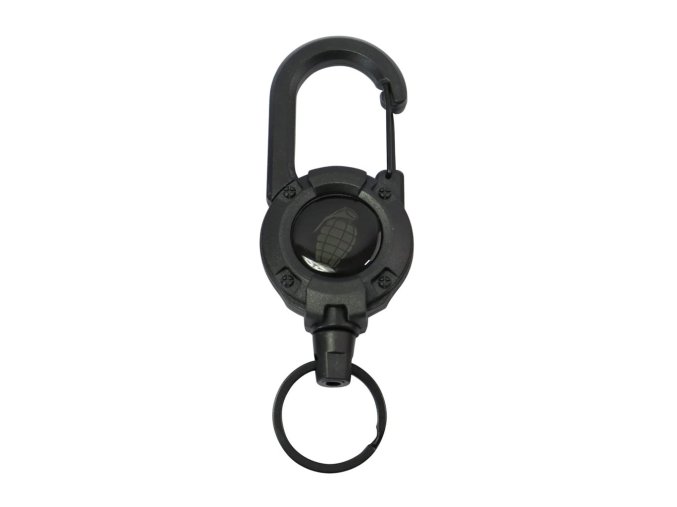 Klíčenka HEAVY DUTY s navijákem a karabinou ČERNÁ