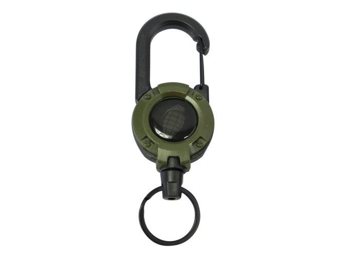 Klíčenka HEAVY DUTY s navijákem a karabinou ZELENÁ