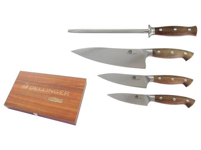 Sada nožů Dellinger Walnut s ocílkou, dřevěný BOX