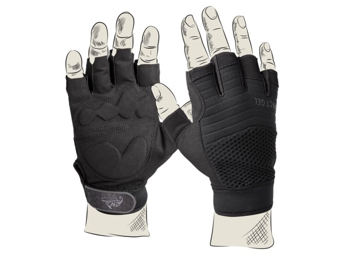 Rukavice IMPACT bezprsté taktické ČERNÉ