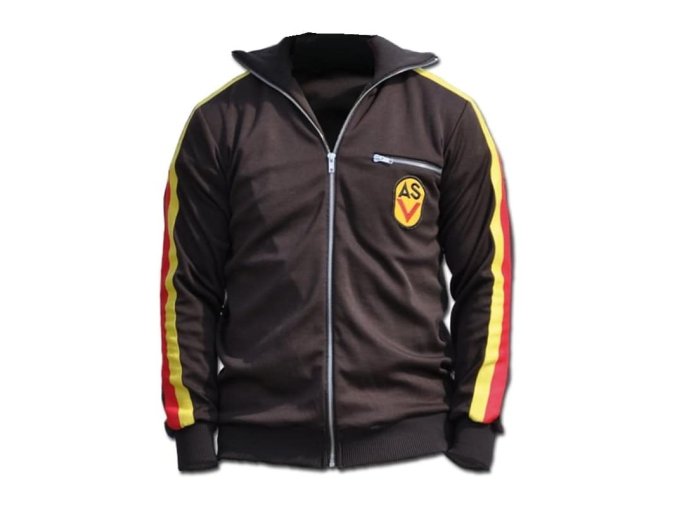 Mikina tepláková sportovní s lampasy NVA/DDR - ASV HNĚDÉ