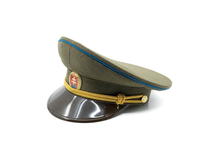 Brigadýrka důstojnická SK zlatý odznak, kšilt plast, modrá linka ZELENÁ