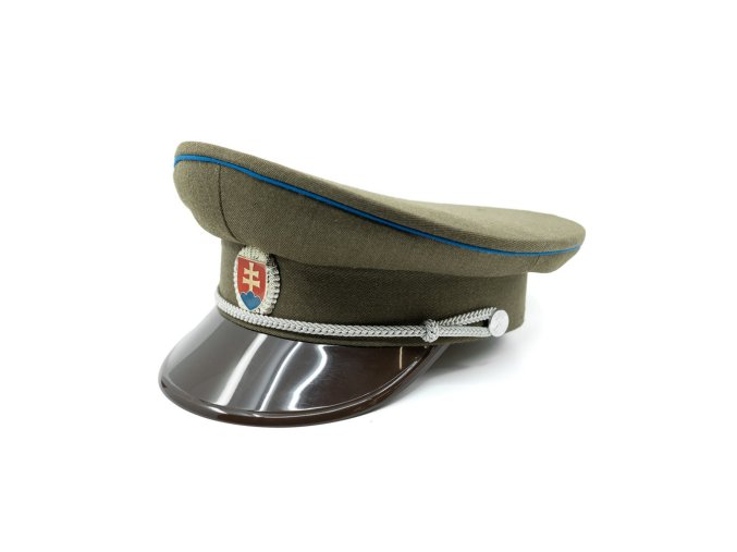 Brigadýrka SK stříbrný odznak, kšilt plast, modrá linka ZELENÁ