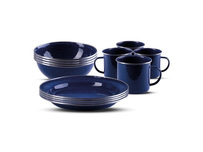 Nádobí WESTERN smaltová sada 12ks MODRÁ