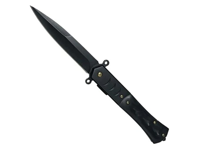 Nůž zavírací BLACK MARBLE hladké ostří ČERNÝ