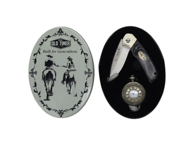Set OLD TIMER zavírací nůž a hodinky v krabičce