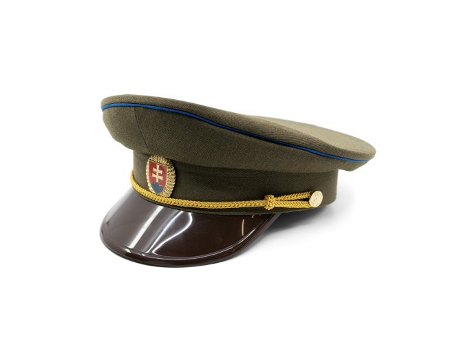 Brigadýrka SK zlatý odznak, kšilt plast, modrá linka ZELENÁ