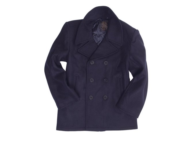Kabát US PEA COAT vlněný TMAVĚMODRÝ