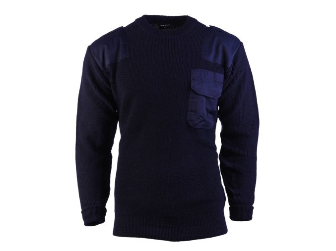 Svetr BW vlněný s kapsou MODRÝ