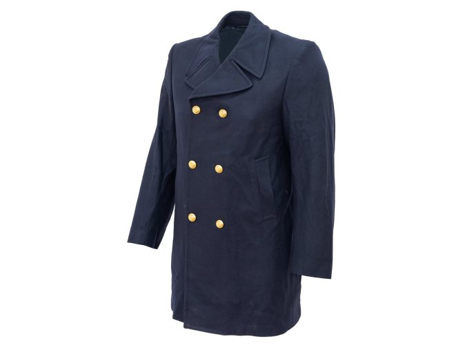 Kabát ITALSKÝ vlněný dvouřadé zapínání MODRÝ vel.56XL
