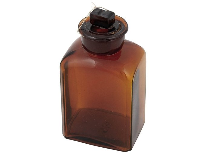 Láhev skleněná hranatá s broušeným širokým hrdlem 500 ml HNĚDÁ