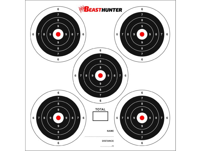 Terče BeastHunter 17x17cm 5-target bal.100ks