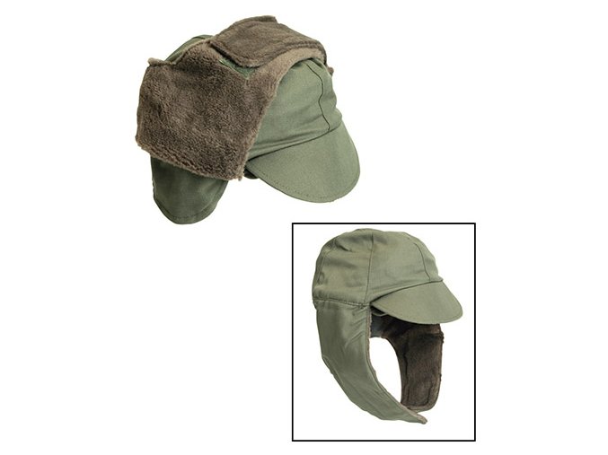 Čepice HOLANDSKÁ zimní s kšiltem a krytem uší ZELENÁ