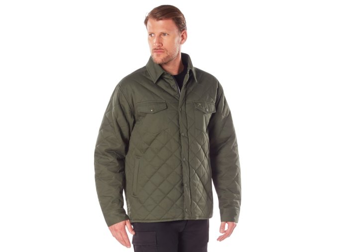 Bunda prošívaná DIAMOND QUILT bavlněná ZELENÁ