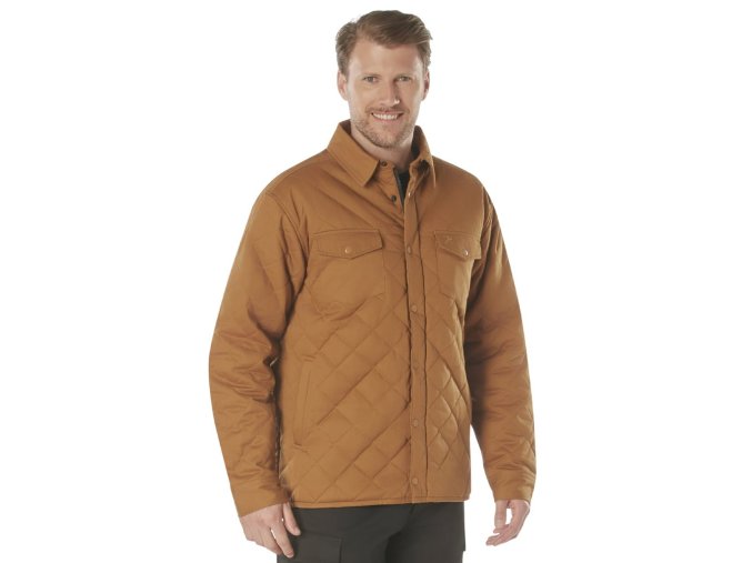 Bunda prošívaná DIAMOND QUILT bavlněná HNĚDÁ