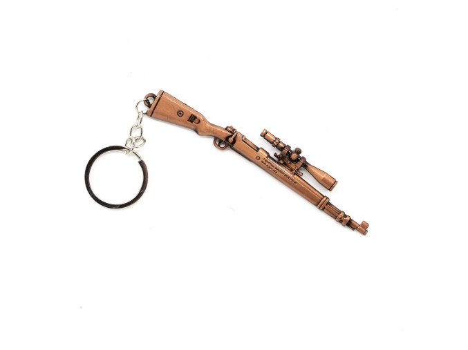 Přívěšek na klíče puška KAR98K s puškohledem MOSAZNÝ