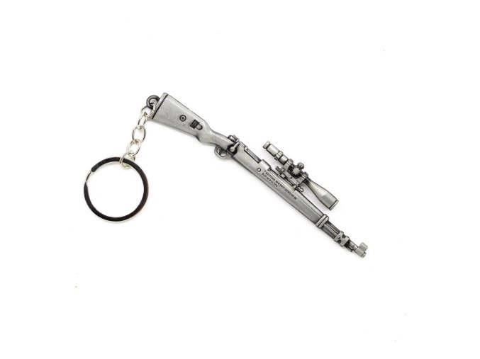 Přívěšek na klíče puška KAR98K s puškohledem STŘÍBRNÝ