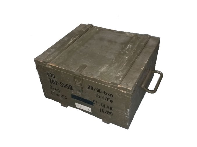 Bedna dřevěná od munice AČR 35 x 31 x 18 cm