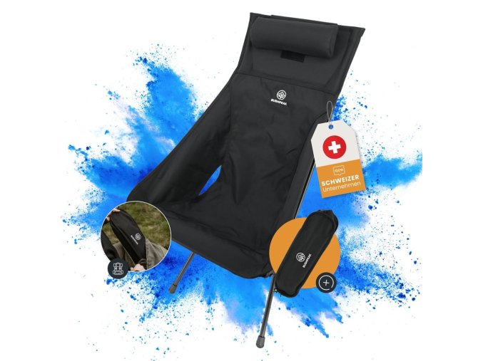 Židle Wildscape vysoká lehká skládací ČERNÁ