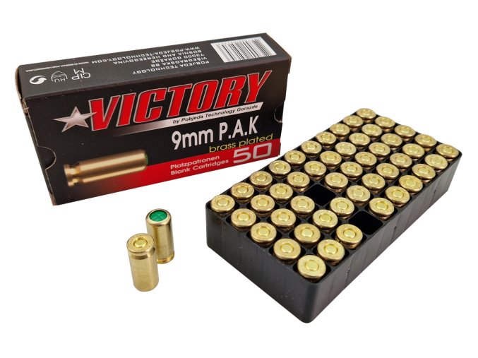 Startovací náboje 9mm pistole 50ks Pobjeda Victory