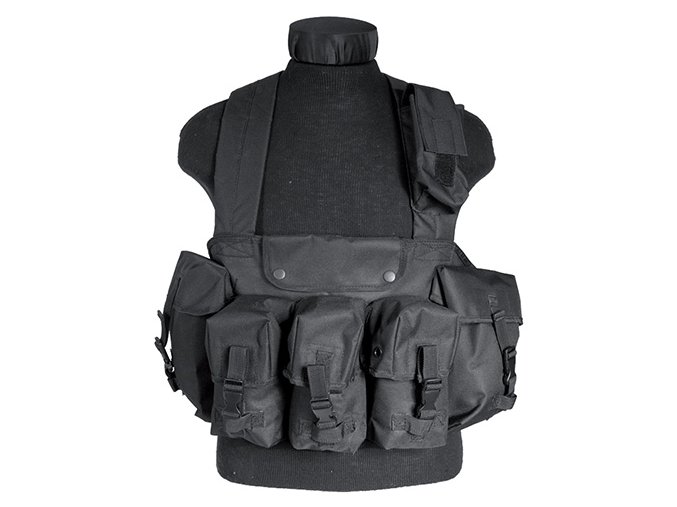 Vesta taktická CHEST RIG 6 kapes ČERNÁ