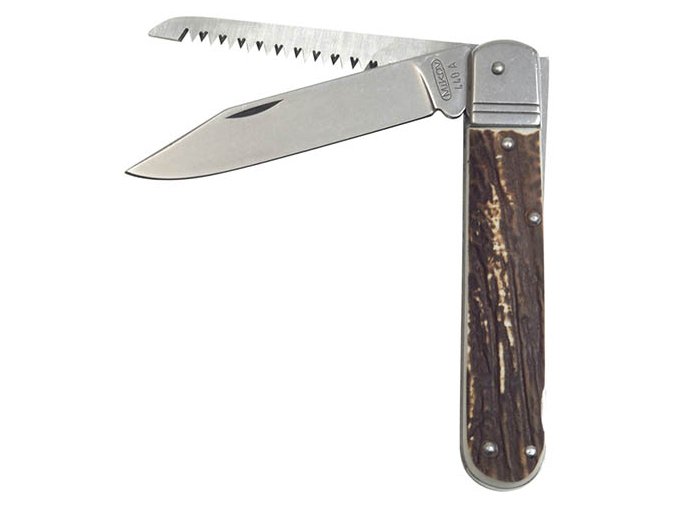 Nůž zavírací 232-XH-2 s imitací parohu NEREZ s pojistkou střenka PLAST