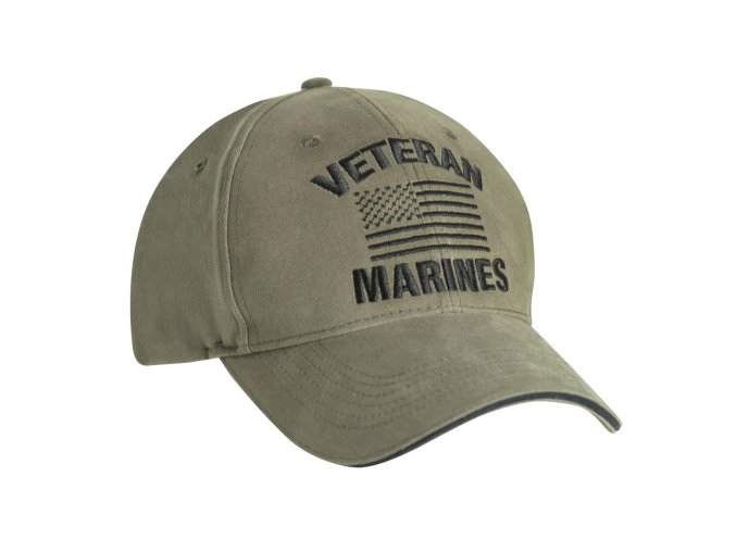 Čepice VINTAGE VETERAN MARINES s US vlajkou ZELENÁ