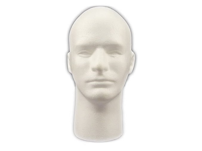 Figurína mužská hlava s tváří polystyren