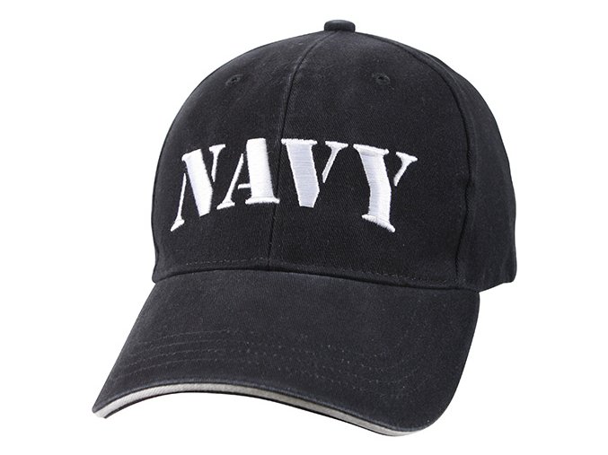 Čepice s vyšitým nápisem NAVY vintage TMAVĚ MODRÁ