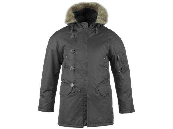 Bunda US pilotní N-3B BASIC dlouhá ČERNÁ (velikost 3XL)