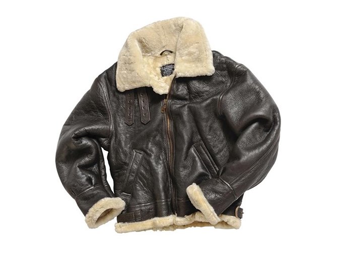 Bunda kožená US BOMBER B3 s límcem HNĚDÁ (velikost 3XL)