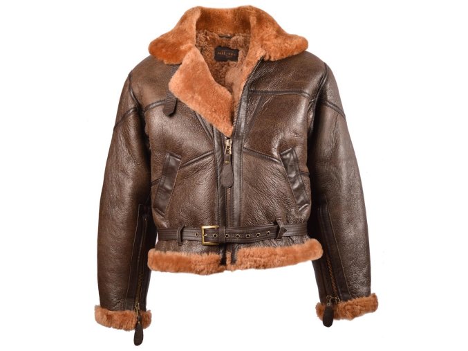 Bunda kožená UK BOMBER RAF s límcem HNĚDÁ (velikost 3XL)