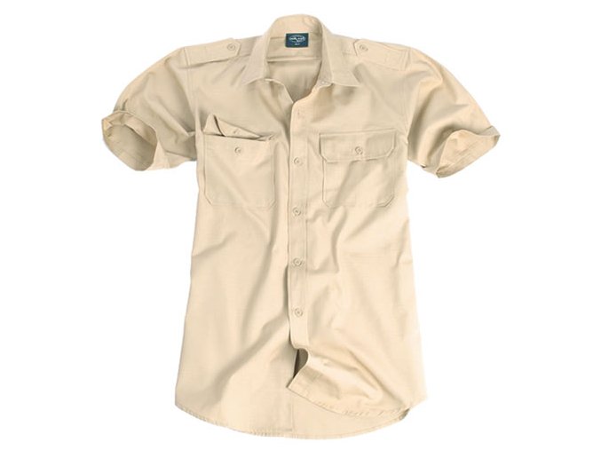 Košile TROPICAL krátký rukáv na knoflíky KHAKI vel.3XL