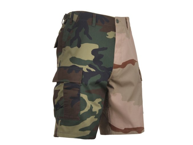 Kraťasy dvoubarevné BDU WOODLAND/3-COL DESERT CAMO (velikost L)