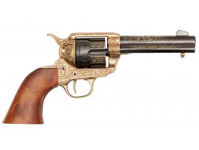 Replika revolver Colt Peacemaker 4,75", černý, mosaz, rytina, USA 1873