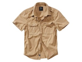 Košile styl VINTAGE krátký rukáv CAMEL PÍSKOVÁ (velikost 3XL)