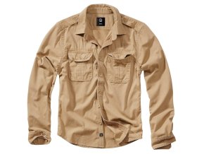 Košile styl VINTAGE dlouhý rukáv CAMEL PÍSKOVÁ (velikost 3XL)