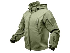 Bunda TACTICAL s kapucí softshell ZELENÁ (velikost 3XL)