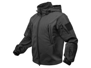Bunda TACTICAL s kapucí softshell ČERNÁ (velikost 3XL)