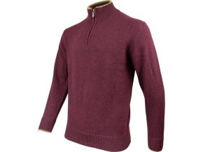 Svetr ASHCOMBE se zipem jehněčí vlna PLUM (velikost 3XL)