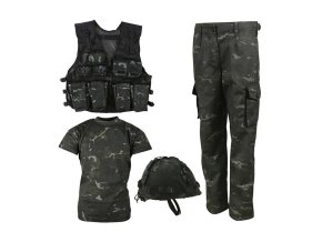 Komplet dětský taktický ARMY COMBO BTP BLACK (velikost 11-12)