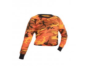 Triko dámské krátké CROP dlouhý rukáv ORANGE CAMO