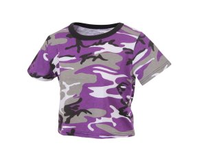 Triko dámské krátké CROP VIOLET CAMO (velikost S)