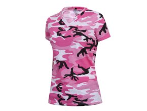 Triko dámské V-výstřih prodloužené PINK CAMO (velikost L)