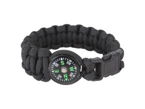 Náramek SURVIVAL PARACORD s kompasem ČERNÝ (velikost 7)